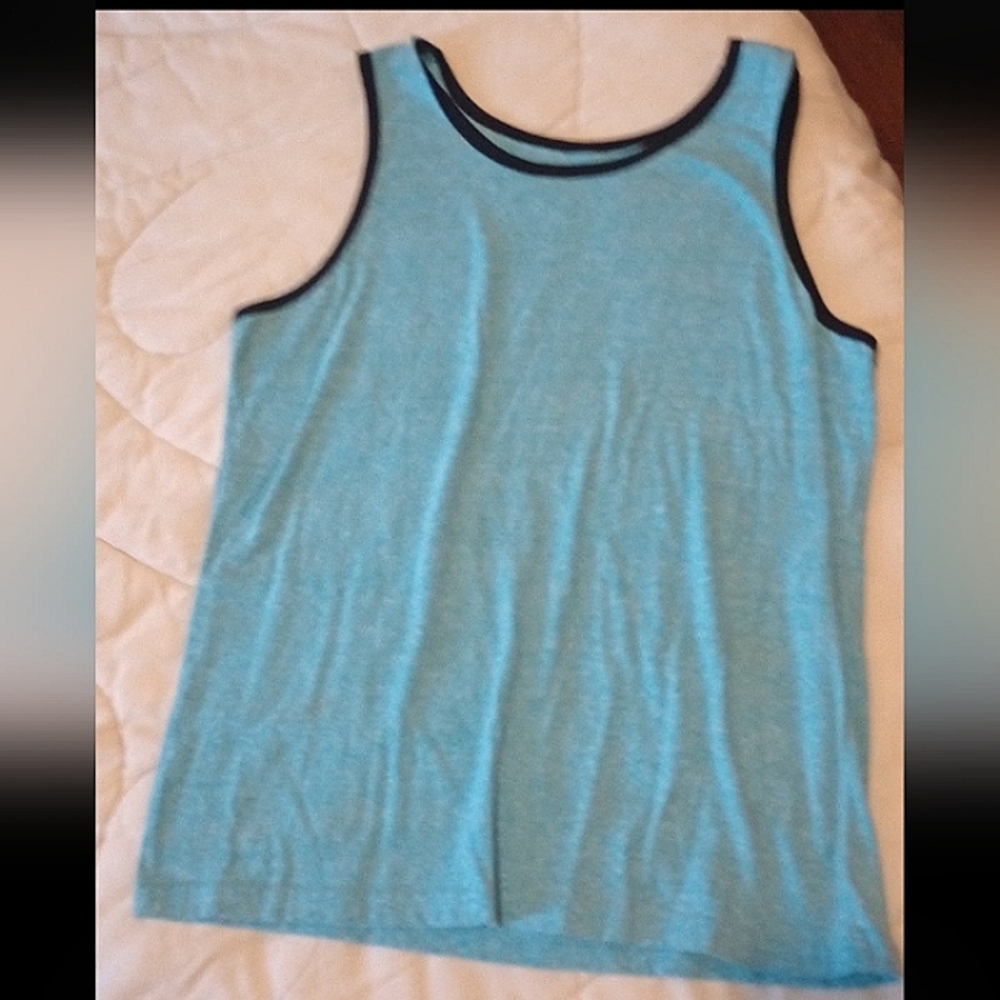 Blue Tank Top with Black Trim